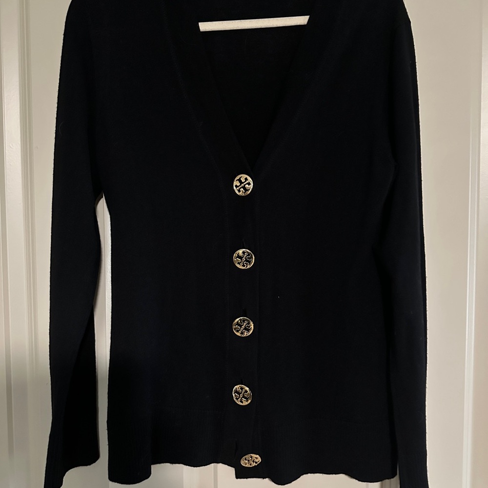Tory Burch Large Logo Button Sweater